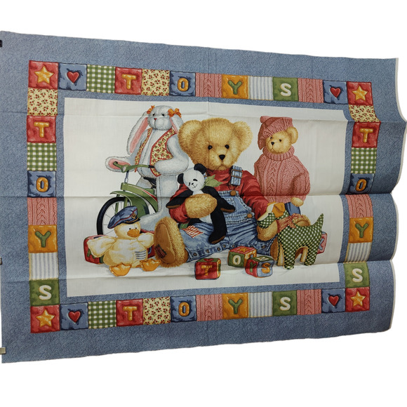 Daisy Kingdom Other - Vintage 90s Daisy Kingdom Blue Jean Teddy Fabric 1yd Quilt Panel Nursery Hanging